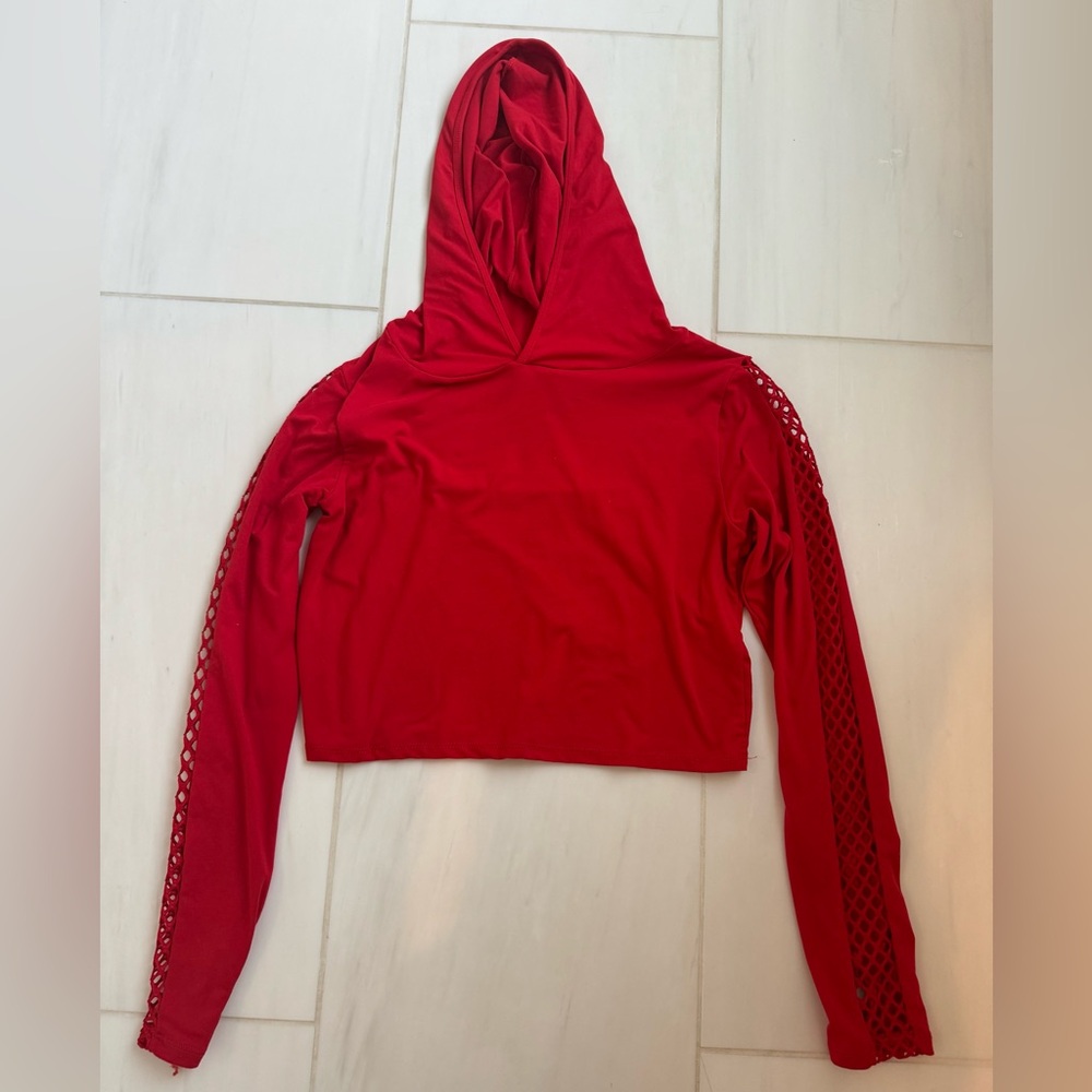 WOMENS CROPPED FISHNET HOODIE